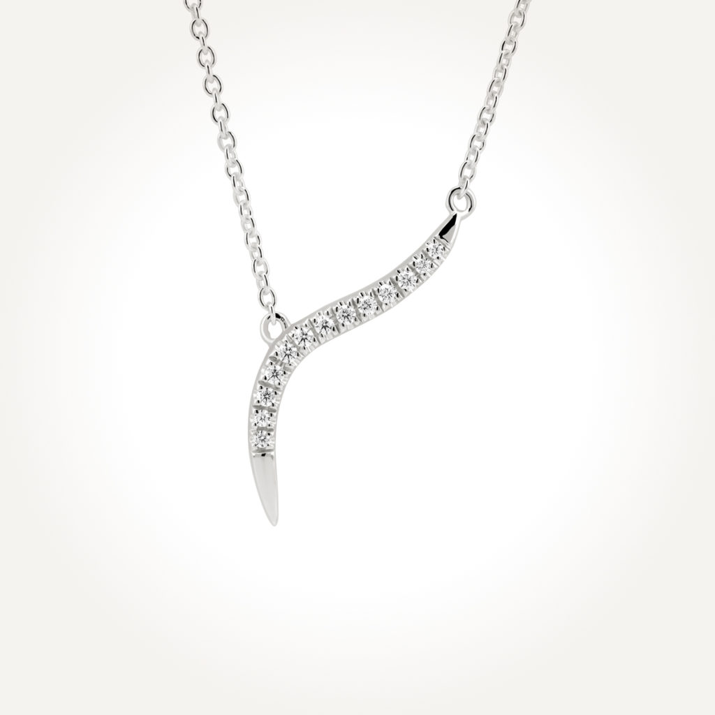 14KT White Gold Curve Necklace 0.07 CT. T.W.