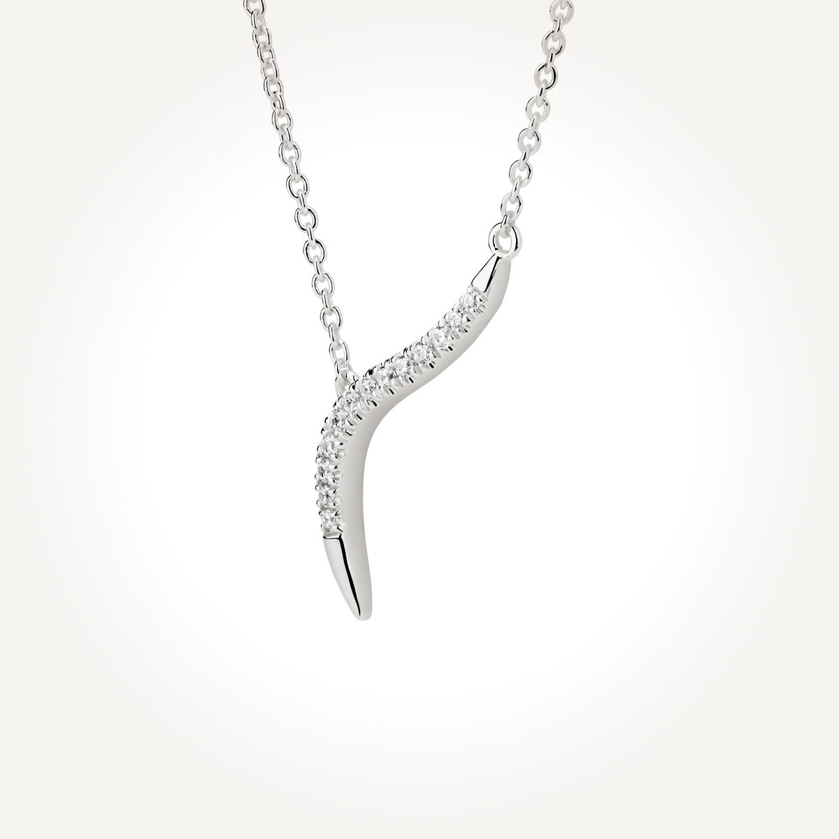 14KT White Gold Curve Necklace