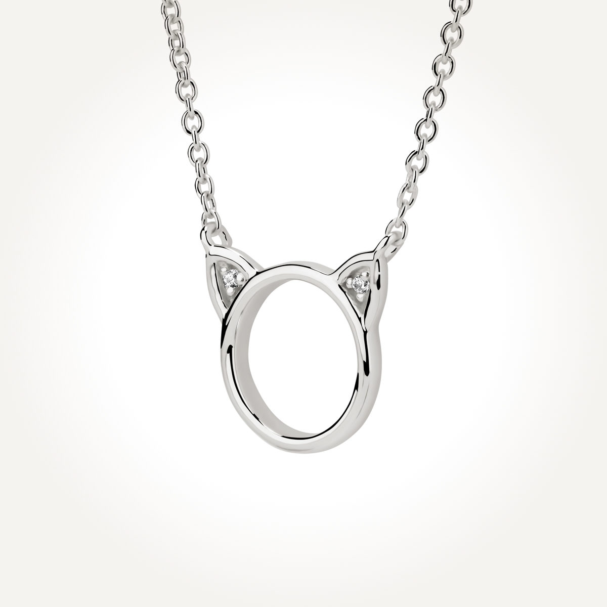 14KT White Gold Cat Necklace