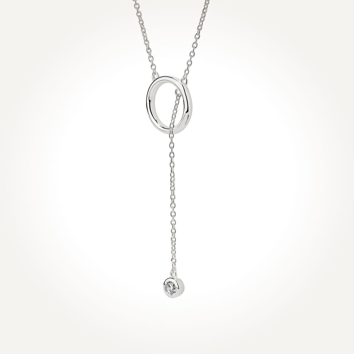 14KT White Gold Diamond Lariat Necklace