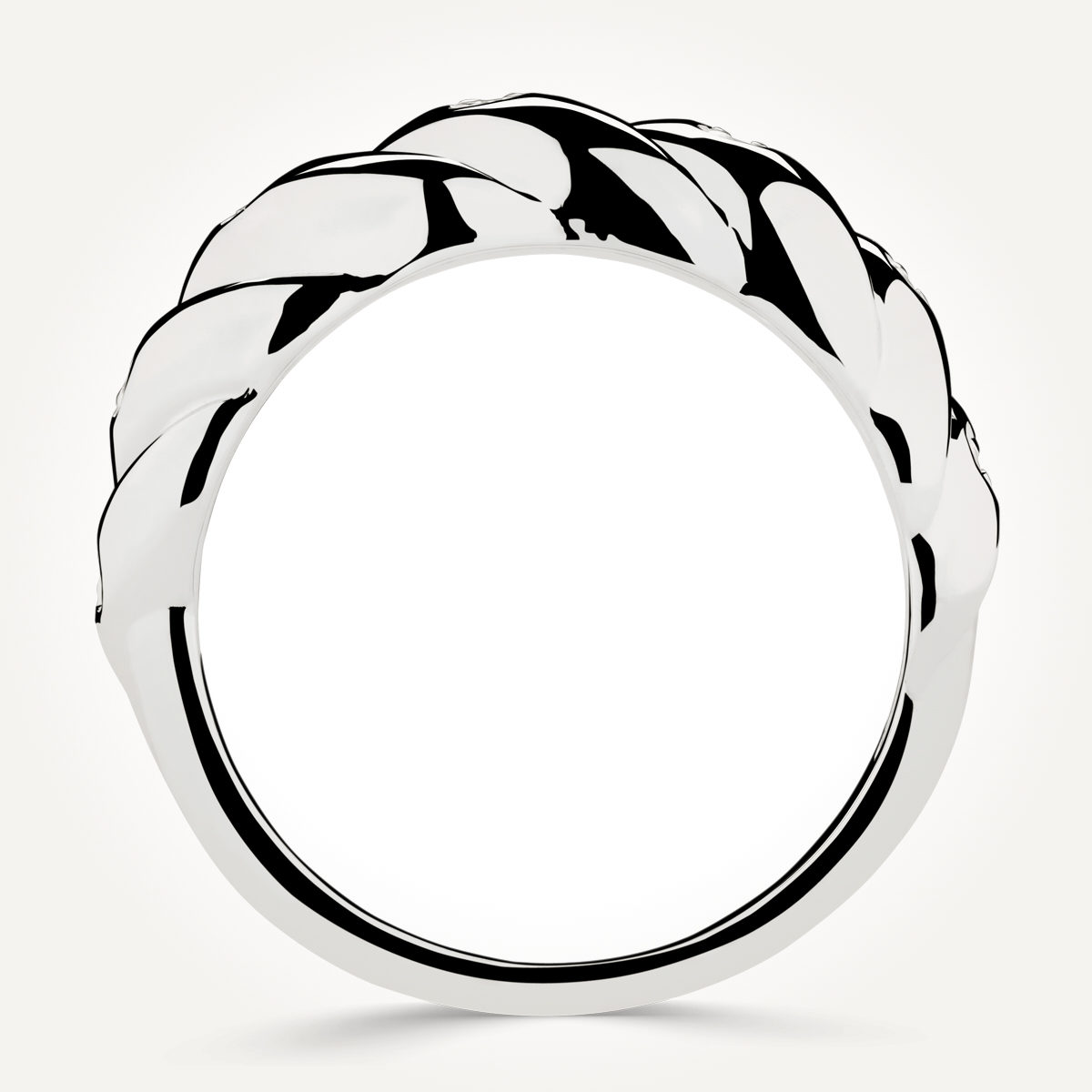 14KT White Diamond Croissant Ring
