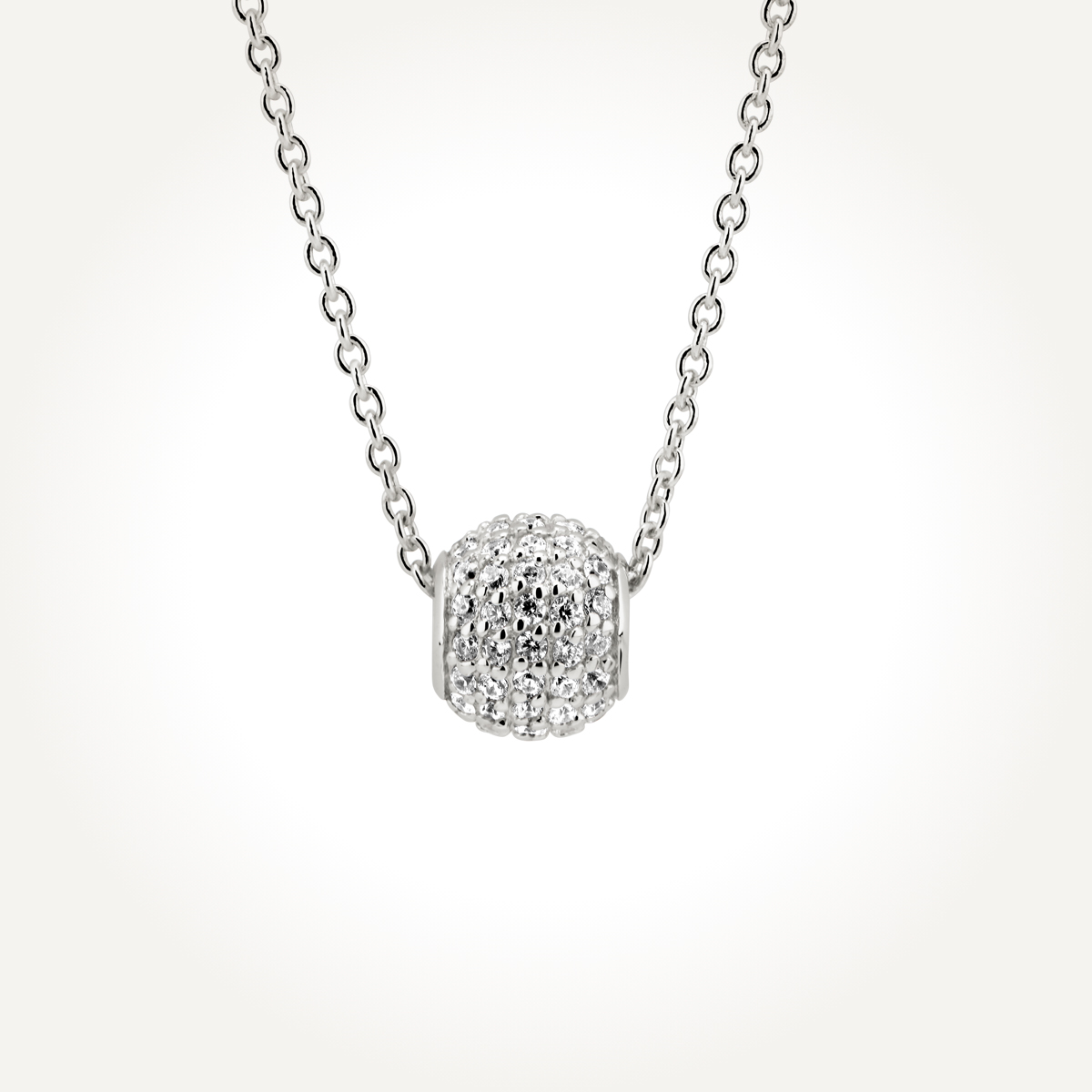 14KT White Gold Diamond Cluster Ball Necklace 0.32 CT. T.W.