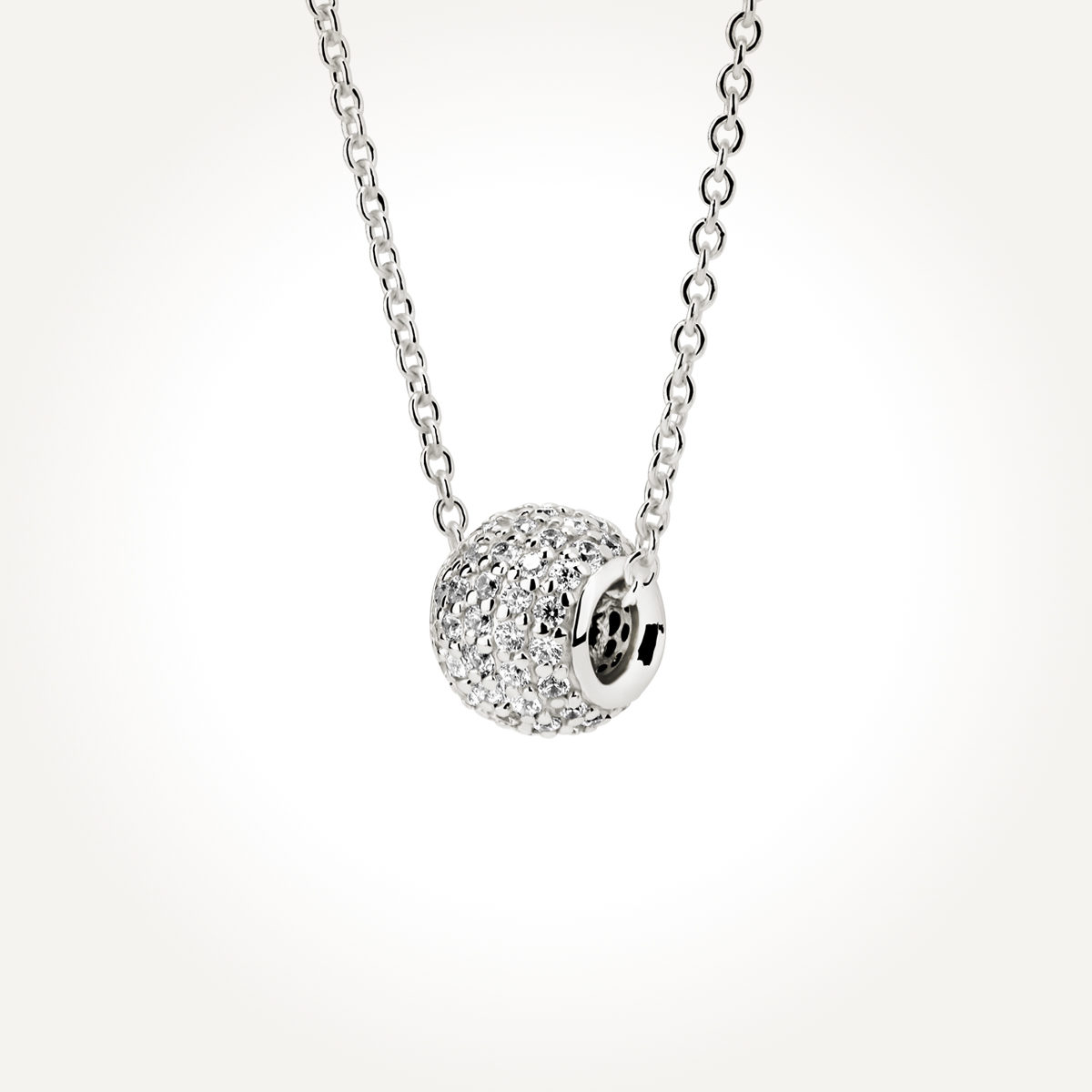 14KT White Gold Diamond Cluster Ball Necklace