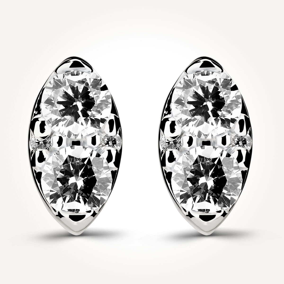 14KT White Gold Diamond Cluster Earrings 0.62 CT. T.W.