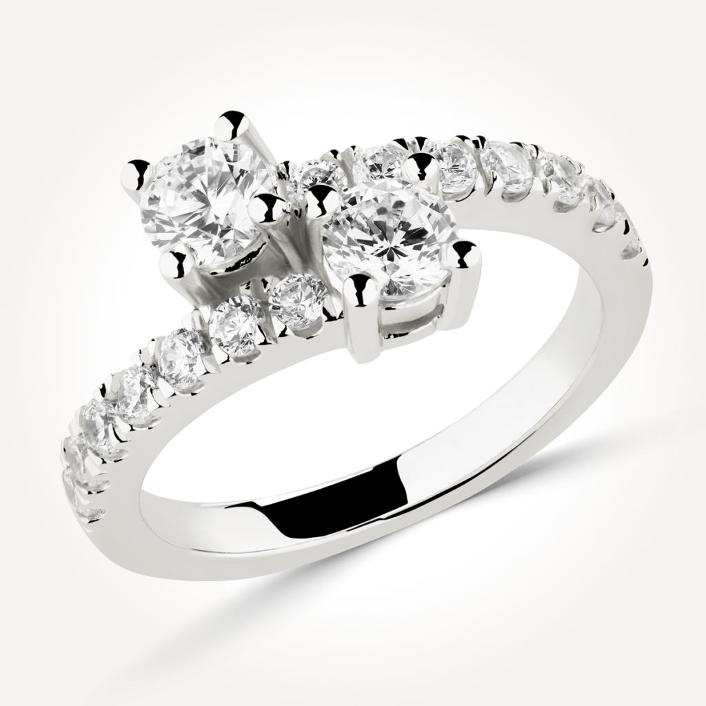 14KT White Gold Two Stone Ring