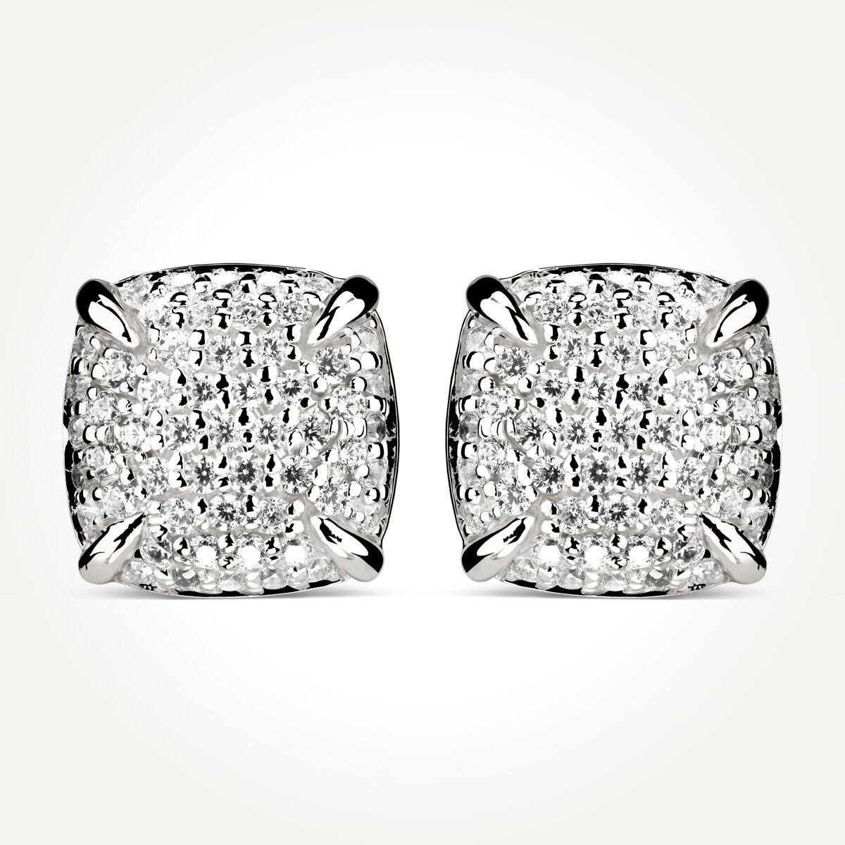 14KT White Gold Square Cluster Earrings 0.44 CT. T.W.