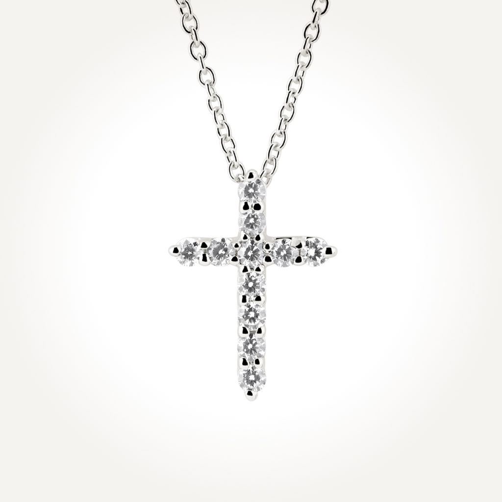 14KT White Gold Cross Necklace
