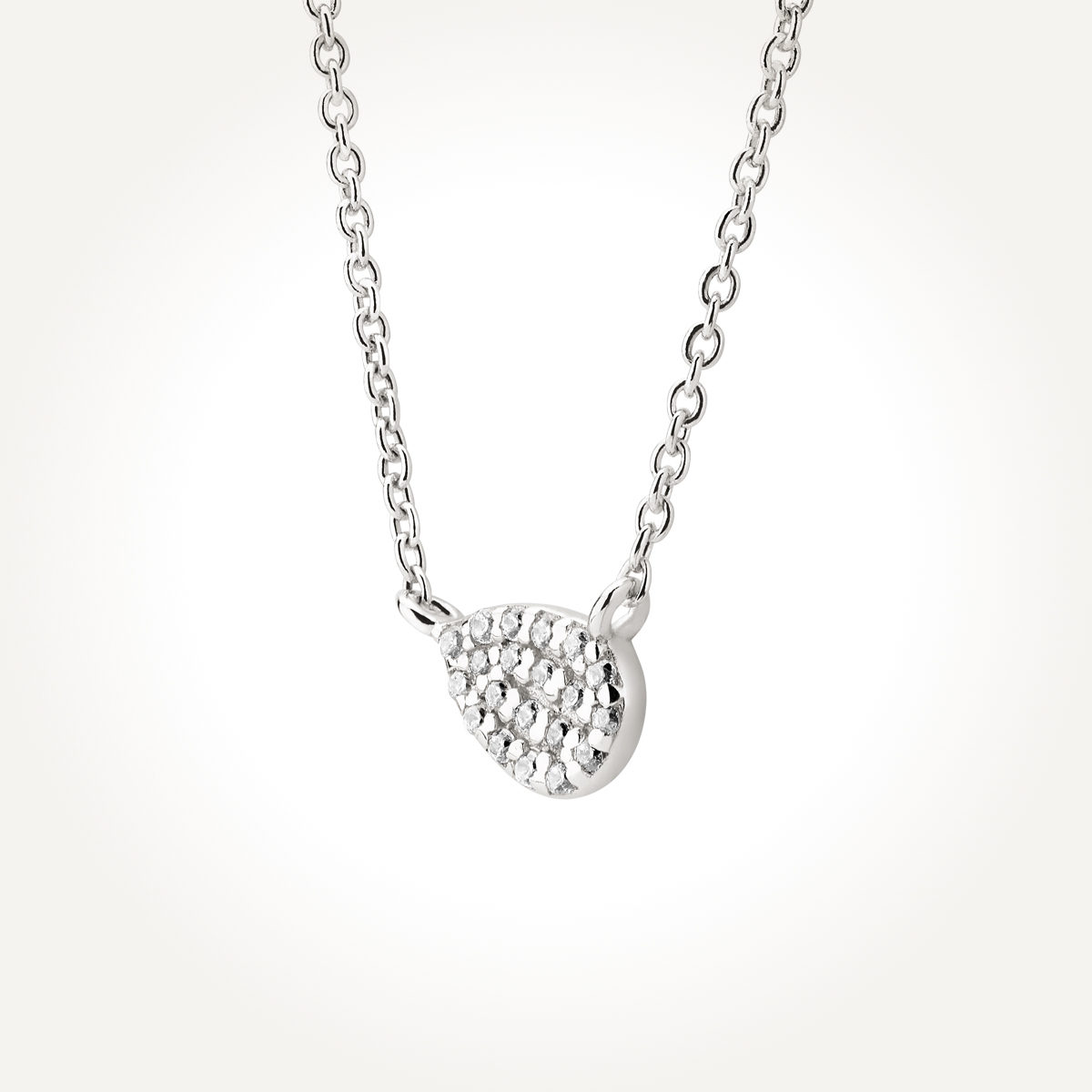 14KT White Gold Pear Cluster Necklace