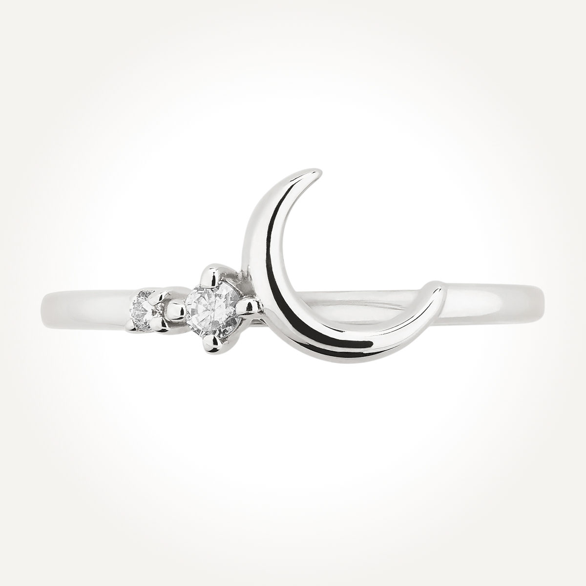 14KT White Gold Moon and Stars Ring