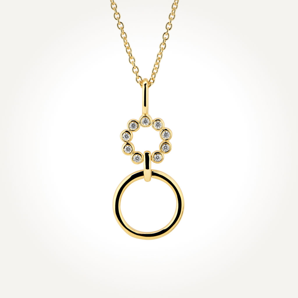 14KT Yellow Gold Circle Drop Necklace