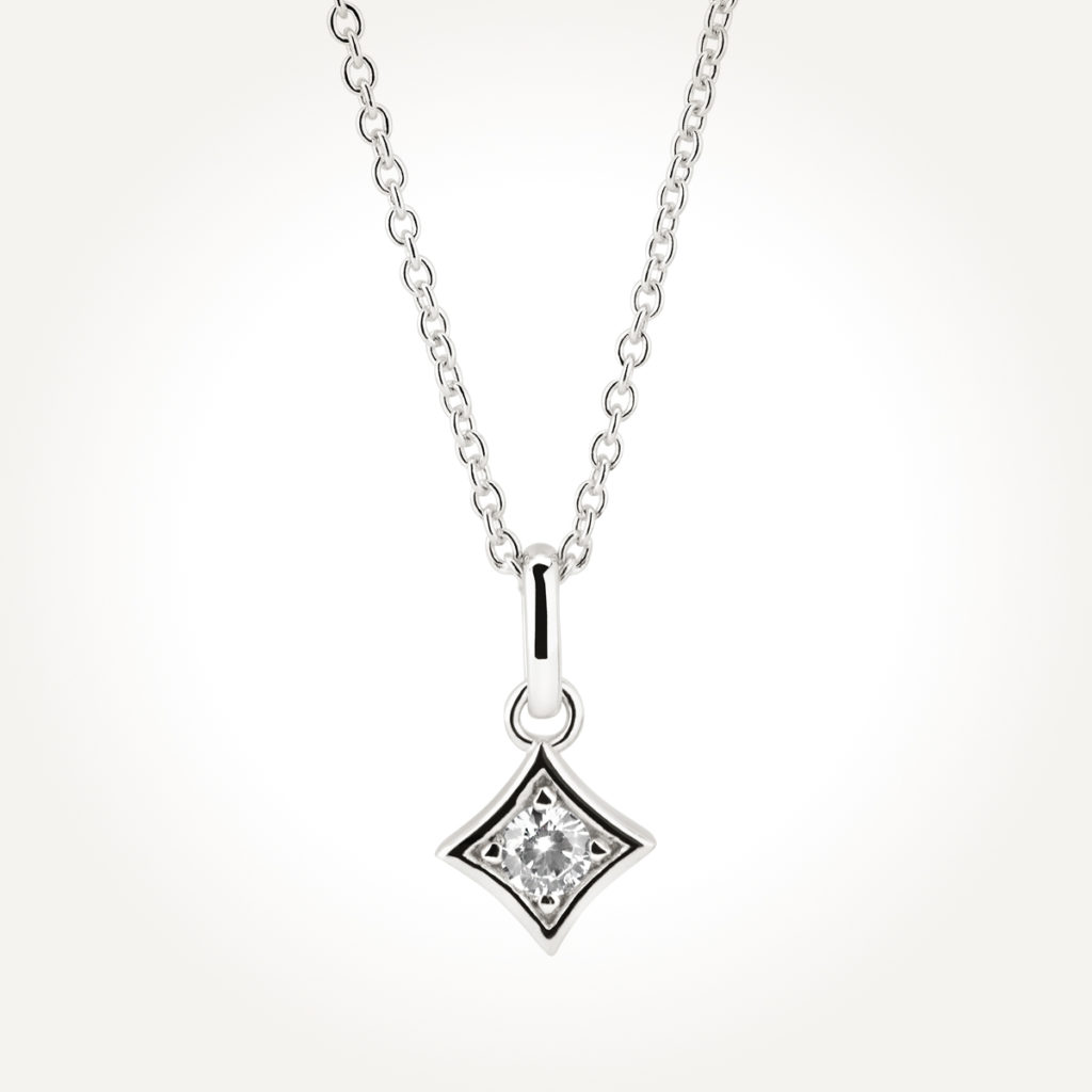 14KT White Gold Princess Diamond Necklace