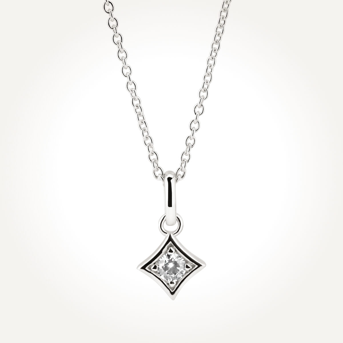 14KT White Gold Princess Diamond Necklace