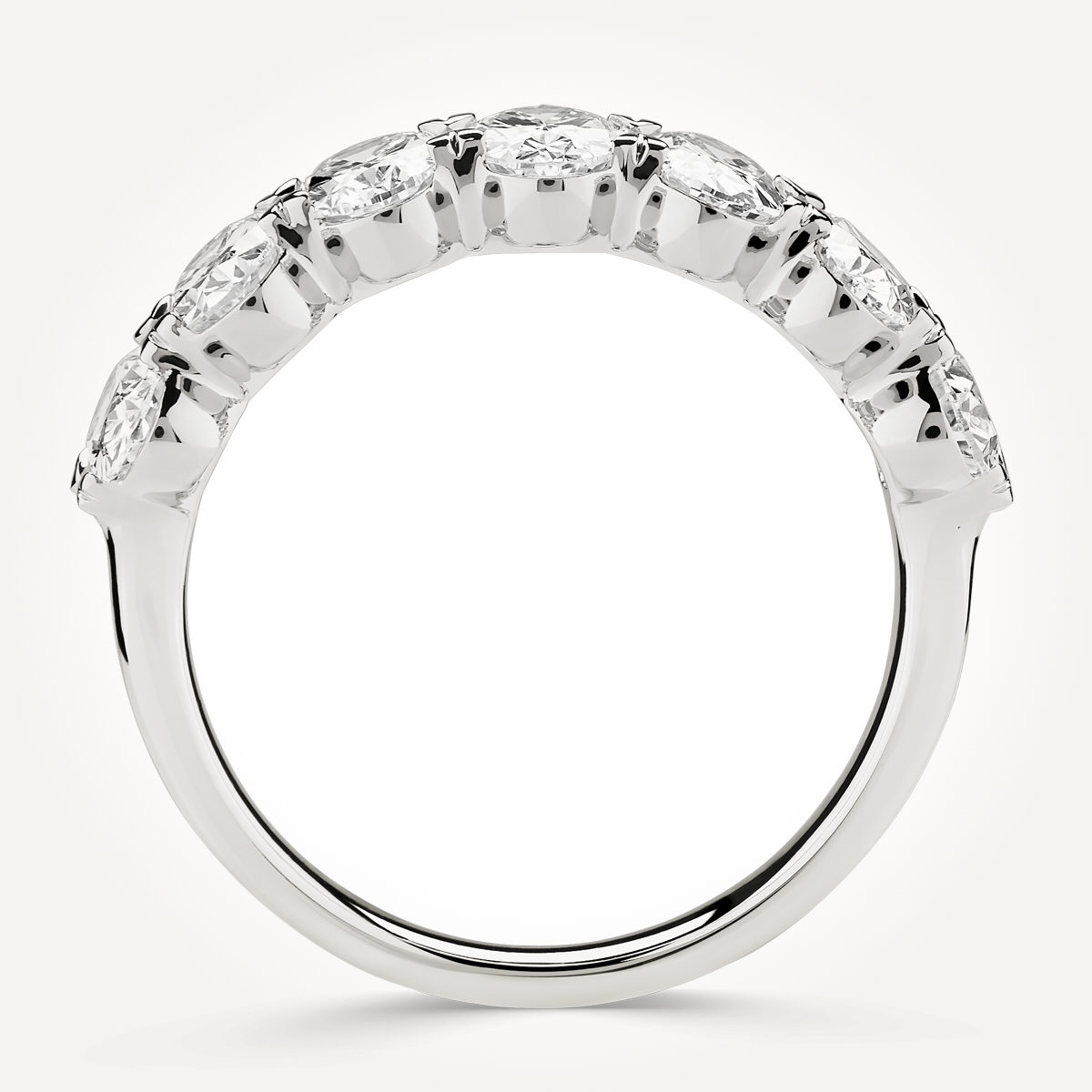 14KT White Gold 7 Stone Oval Diamond Ring