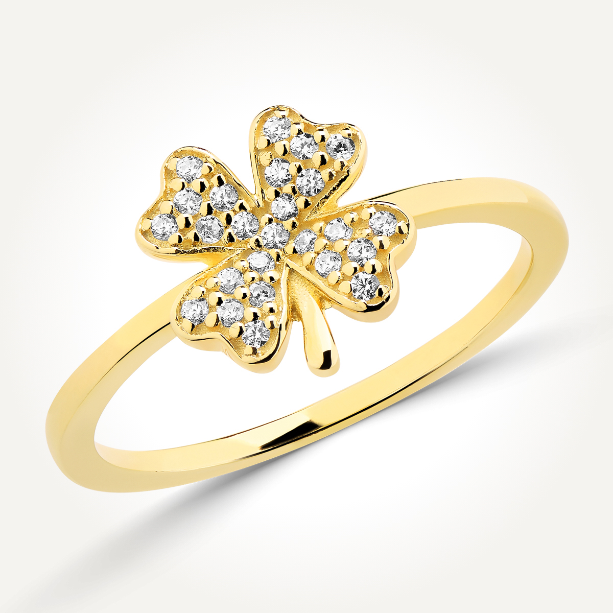 14KT Yellow Gold Four Leaf Clover Ring