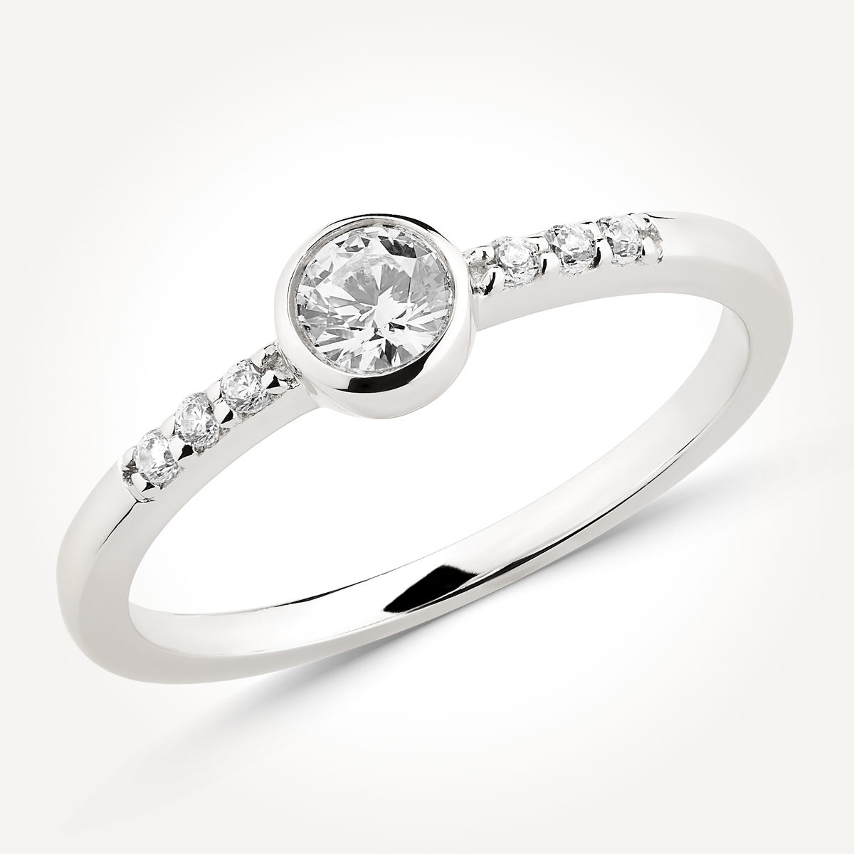 14KT White Gold Bezel Set Diamond Ring