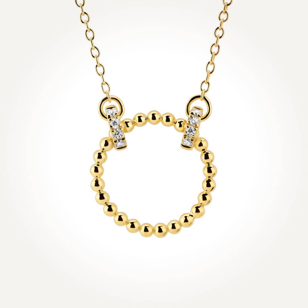 14KT Yellow Gold Bubble Circle Necklace