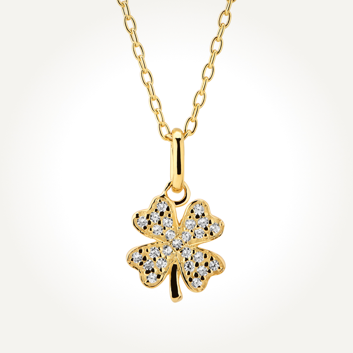 14KT Yellow Gold Four Leaf Clover Necklace