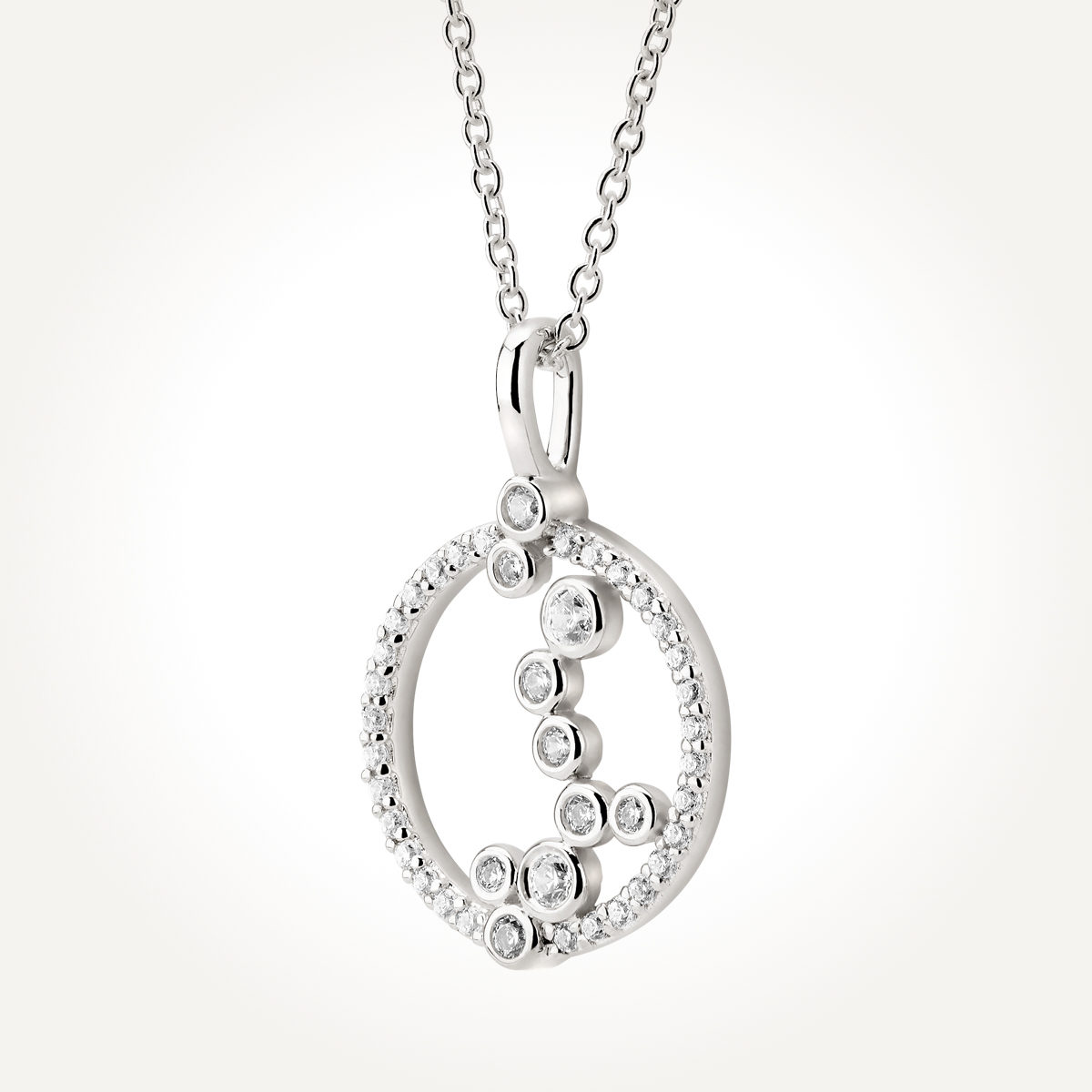 14KT White Gold Constellation Circle Necklace