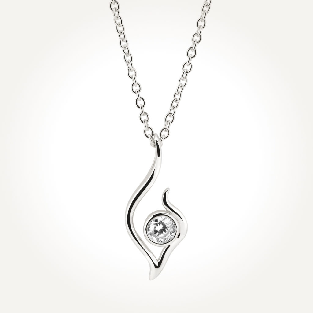 14KT Gold The Candleflame of Your Love Necklace 0.07 CT.