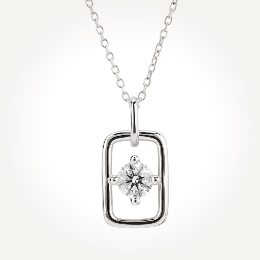 14KT White Gold Suspended Solitaire Necklace