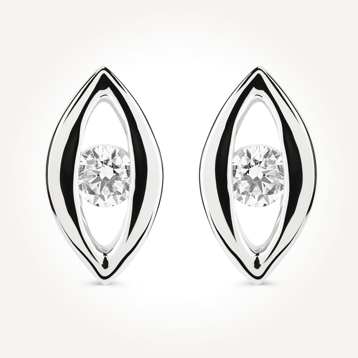14KT White Gold Marquise Shaped Stud Earrings