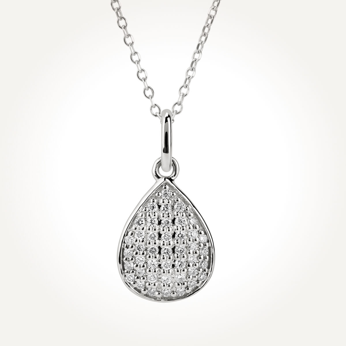 14KT White Gold Pear Cluster Necklace 0.14 CT. T.W.