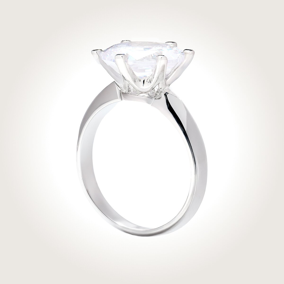 Knife-Edge Six Claw Solitaire Engagement Ring