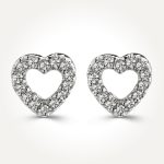 14KT White Gold Heart Stud Earrings 0.10 CT. T.W.