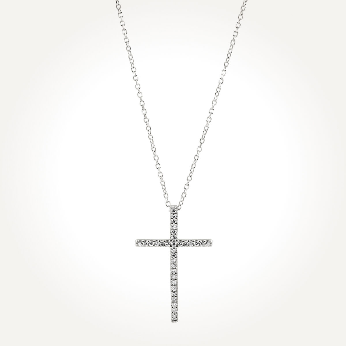 14KT White Gold Cross Necklace