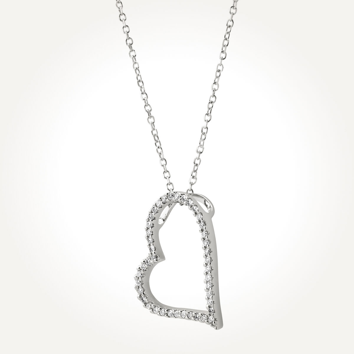 14KT White Gold Heart Necklace