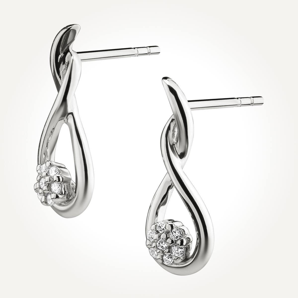 14KT White Gold Fancy Twist Earrings 0.07 CT. T.W. - Spence Diamonds