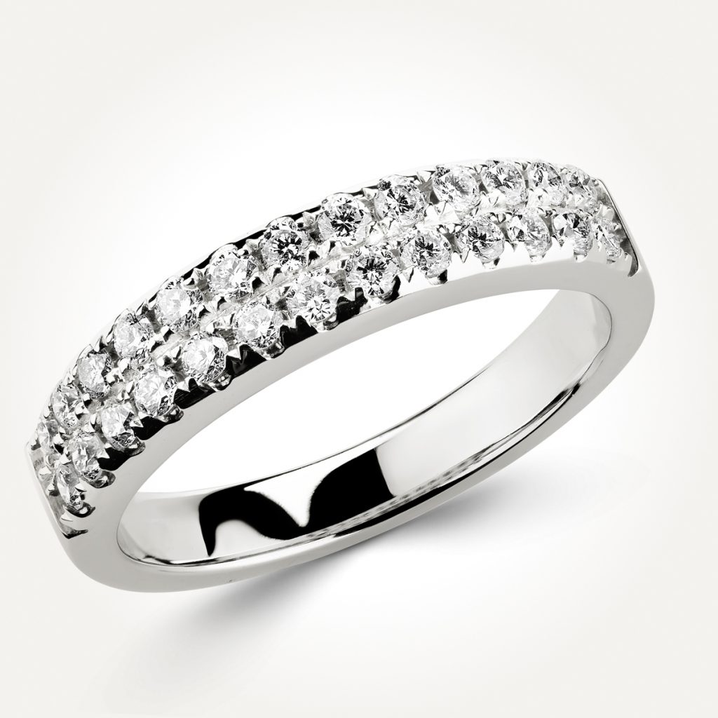 14KT White Gold Double Row Ring