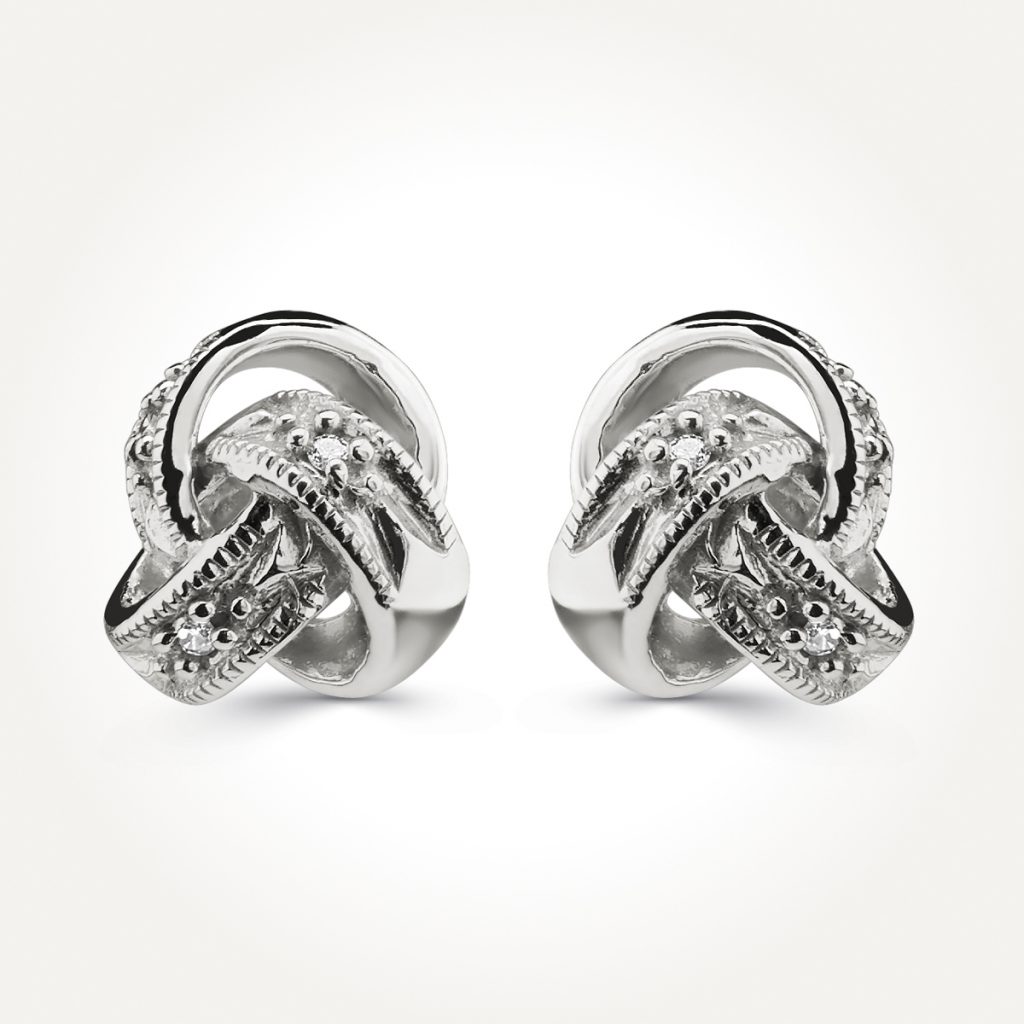 14KT White Gold Diamond Link Earrings 0.02 CT. T.W.