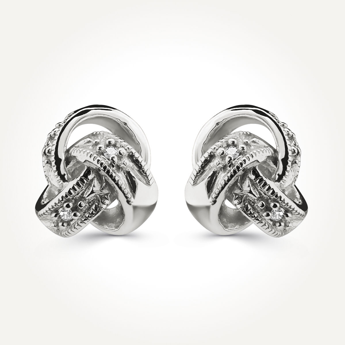 14KT White Gold Diamond Link Earrings 0.02 CT. T.W.