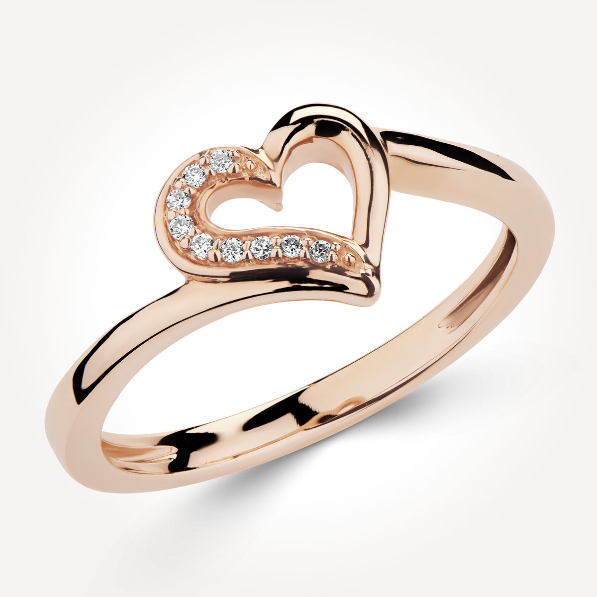 14KT Rose Gold Heart Ring 0.03 CT. T.W.