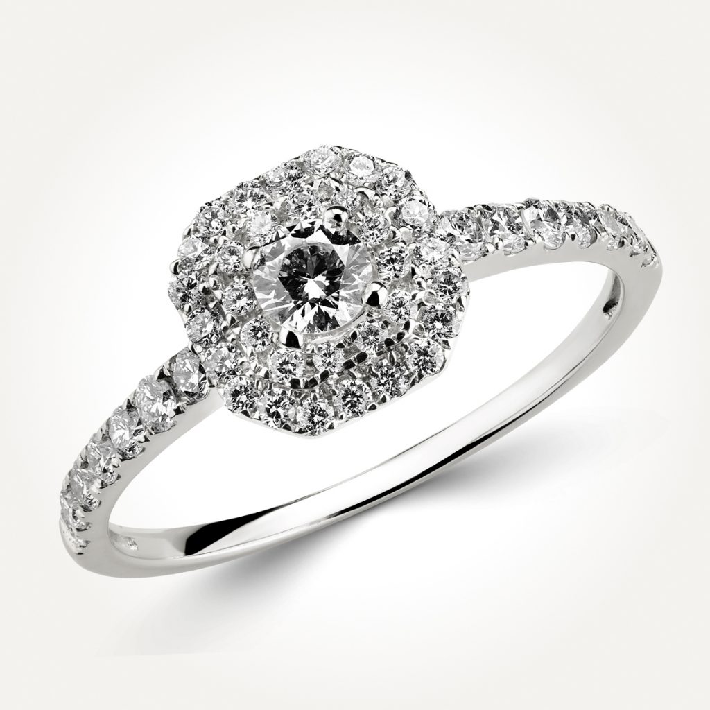 14KT White Gold Double Halo Ring