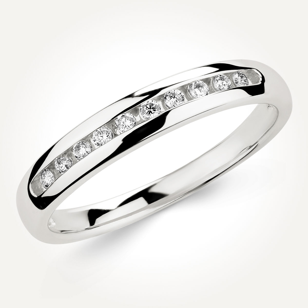 14KT White Gold Channel Set Band