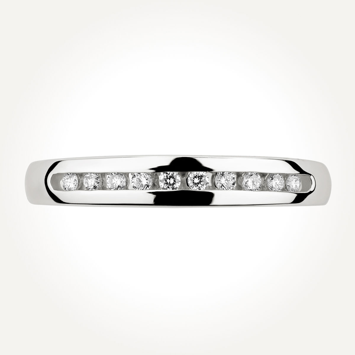 14KT White Gold Channel Set Band
