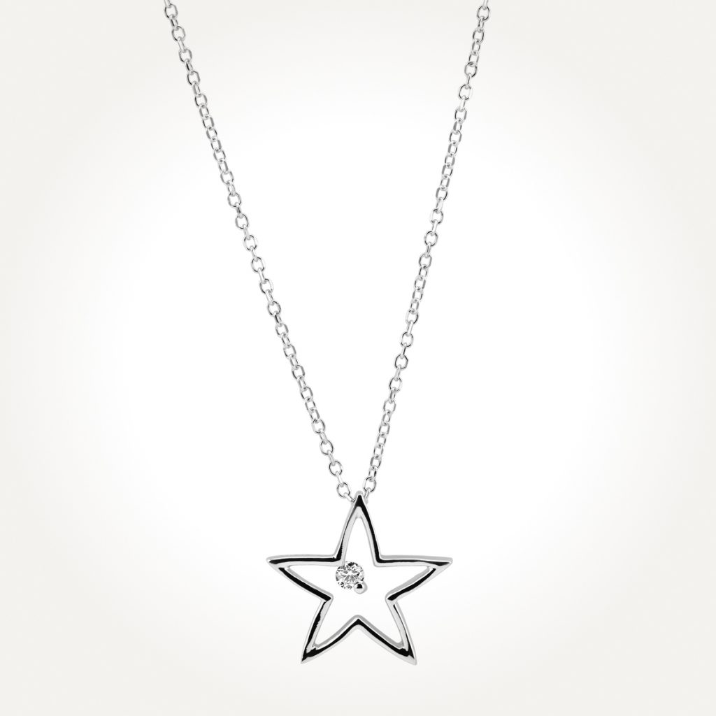 14KT White Gold Star Necklace