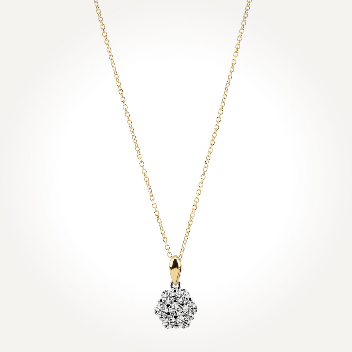 14KT Two Toned Cluster Necklace