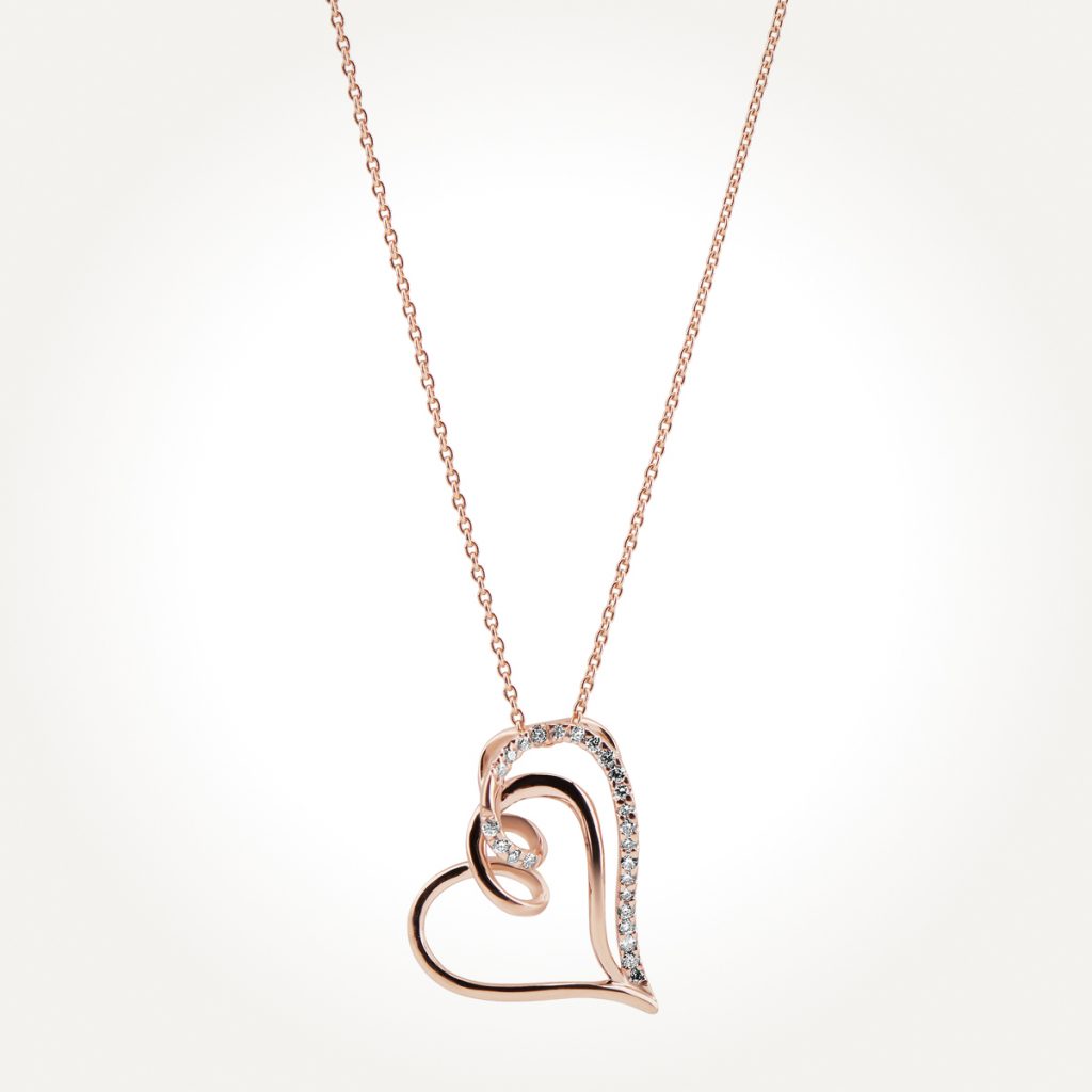 14KT Rose Gold Heart Pendant 0.05 CT. T.W.