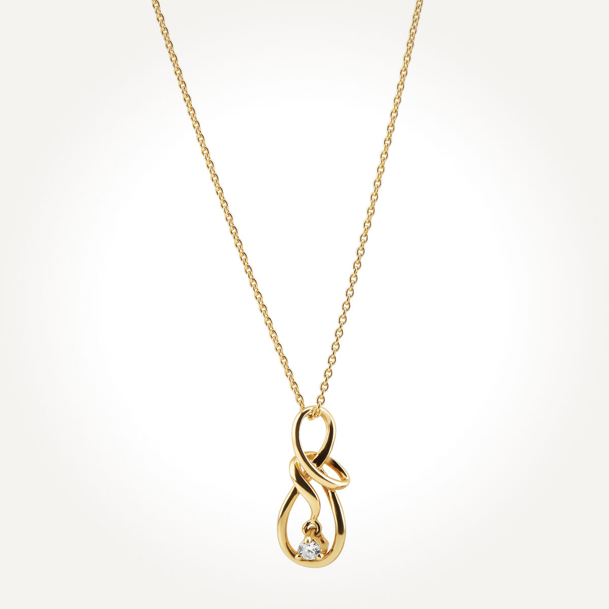 14KT Yellow Gold Solitaire Drop Pendant 0.02 CT. T.W.
