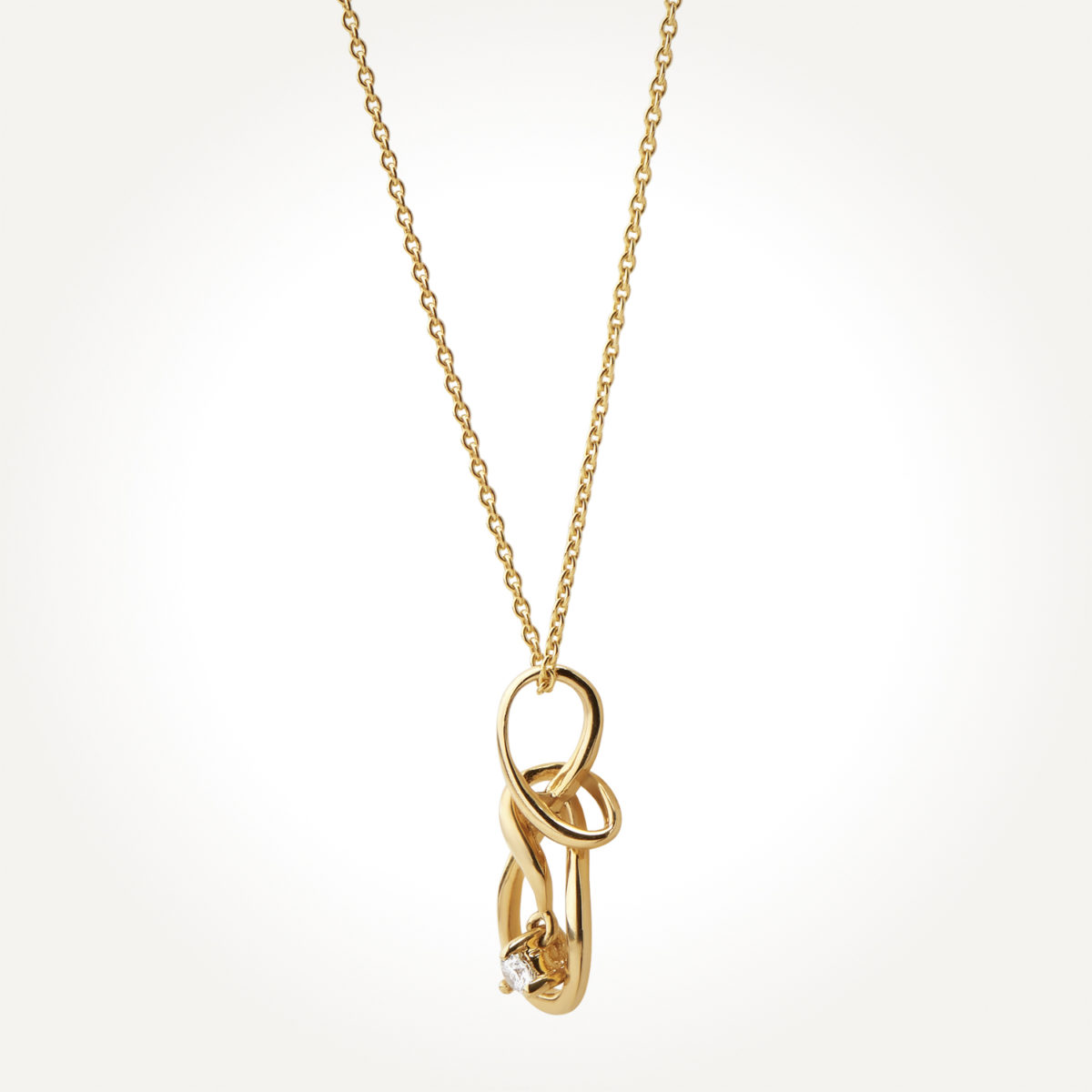 14KT Yellow Gold Solitaire Drop Necklace