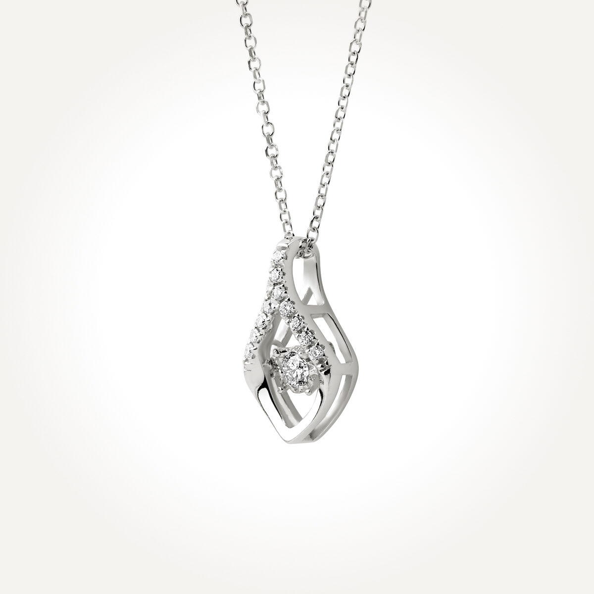 14KT White Gold Drop Necklace