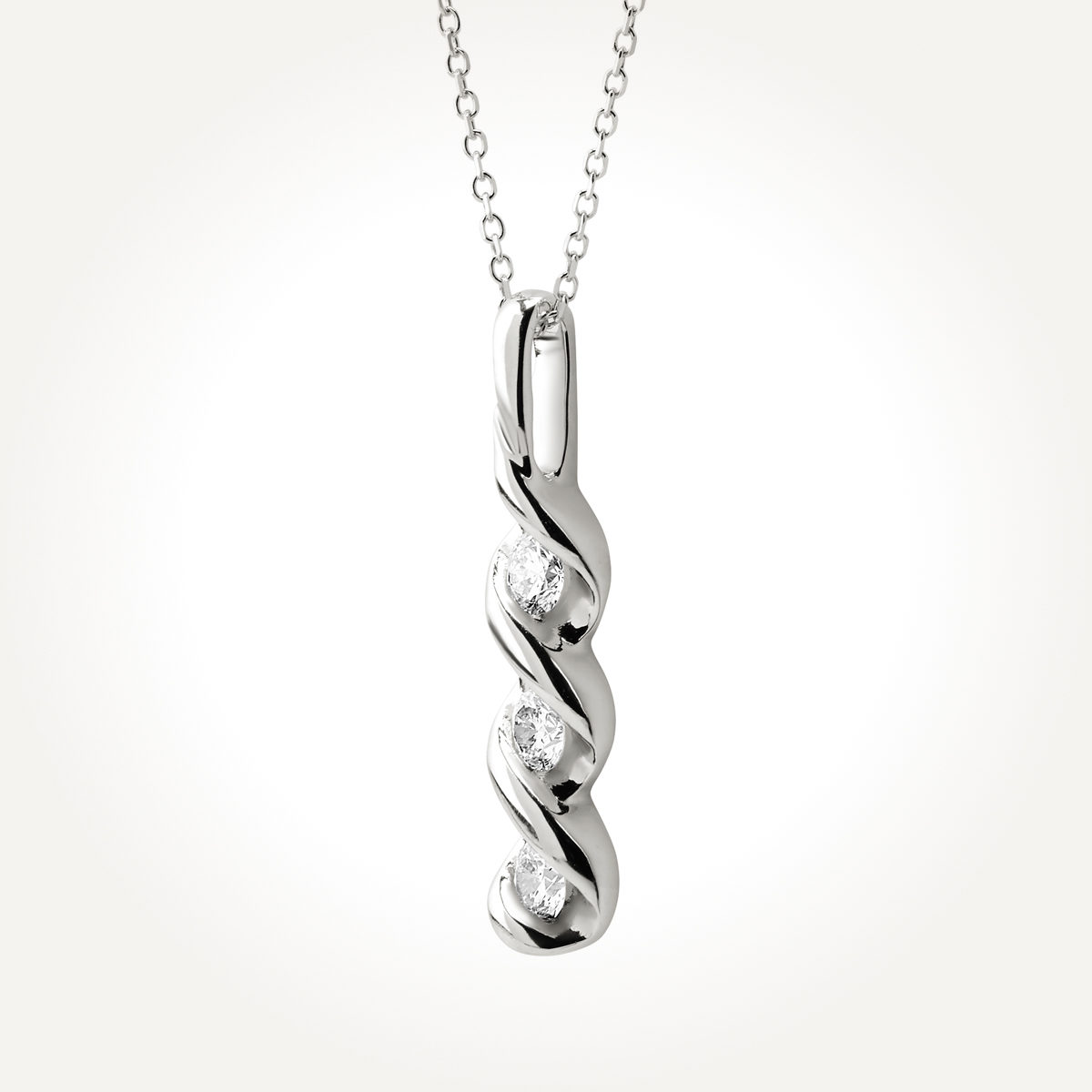 14KT White Gold Three Stone Necklace