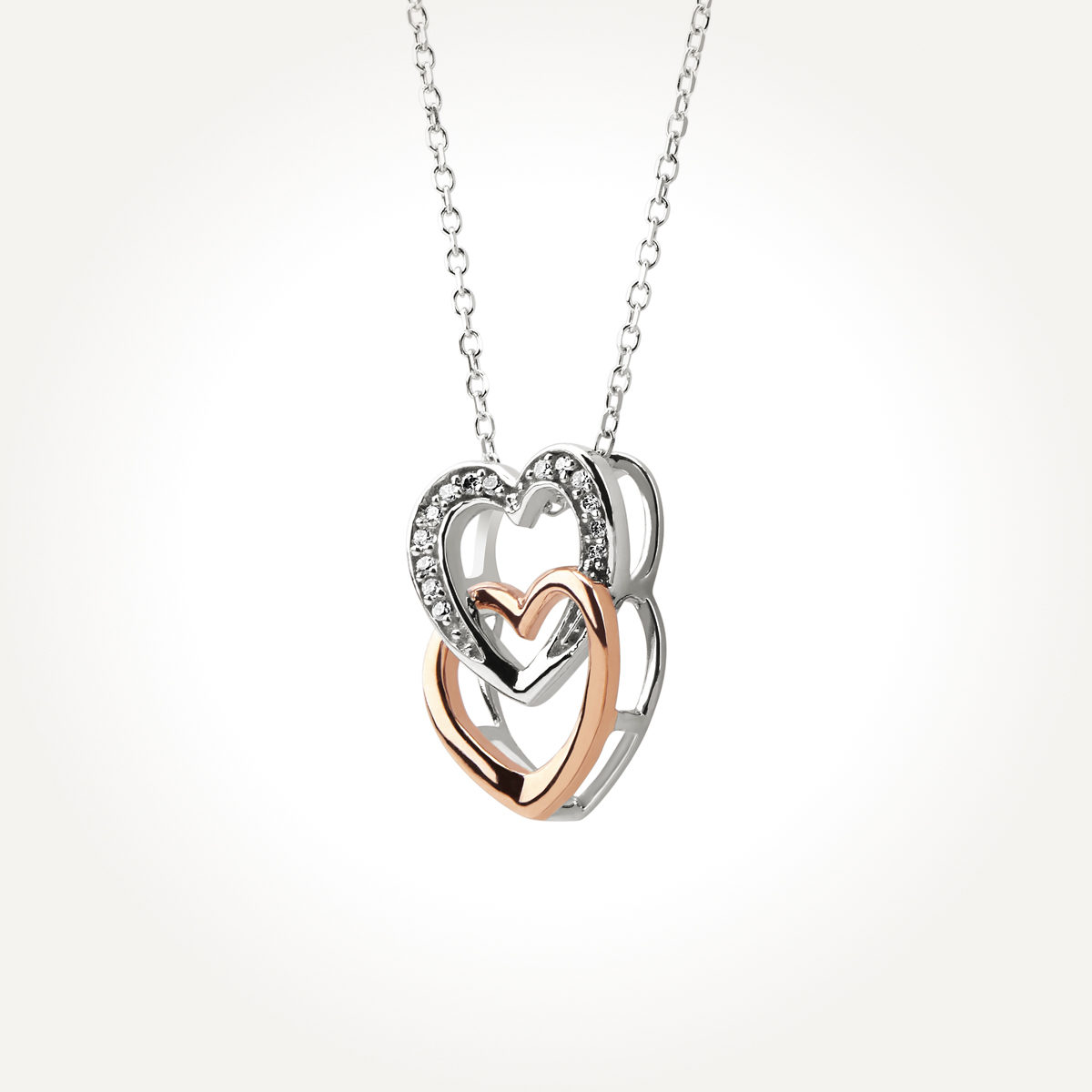14KT Two Toned Double Heart Necklace