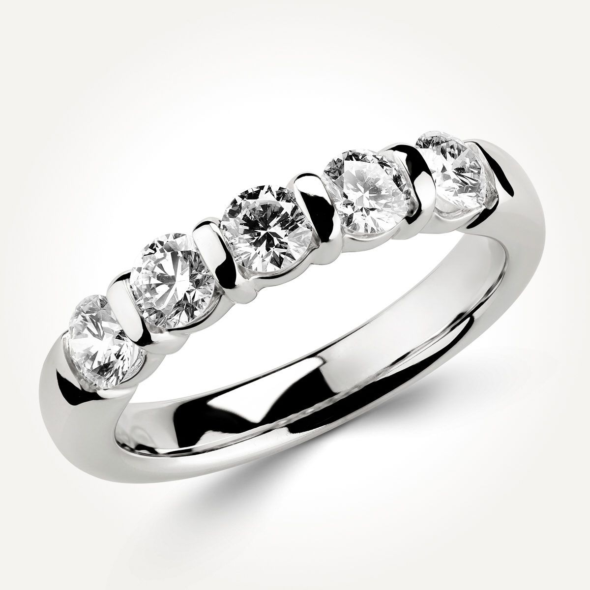 14KT White Gold Five Stone Ring