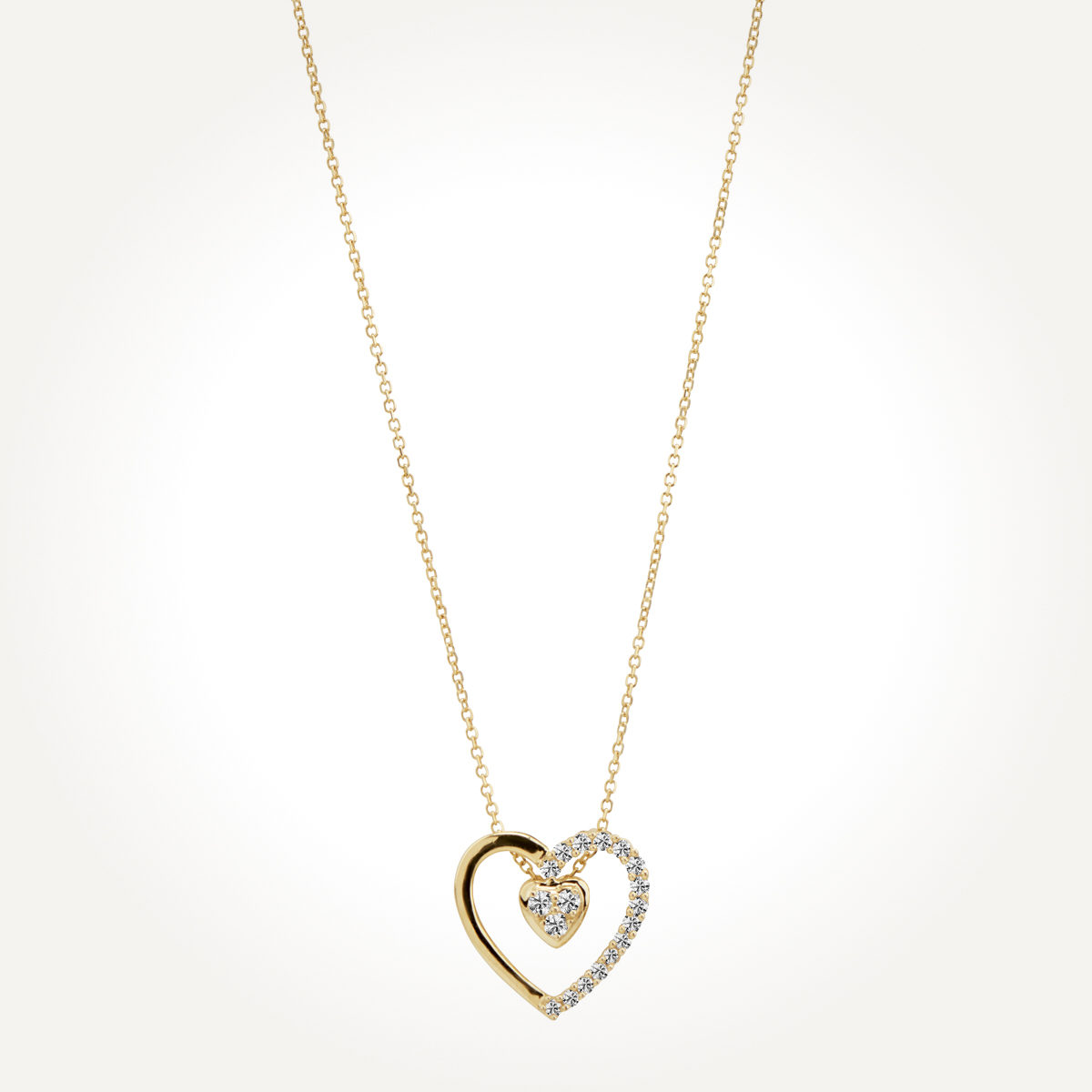 14KT Two Toned Heart Drop Pendant 0.23 CT. T.W.