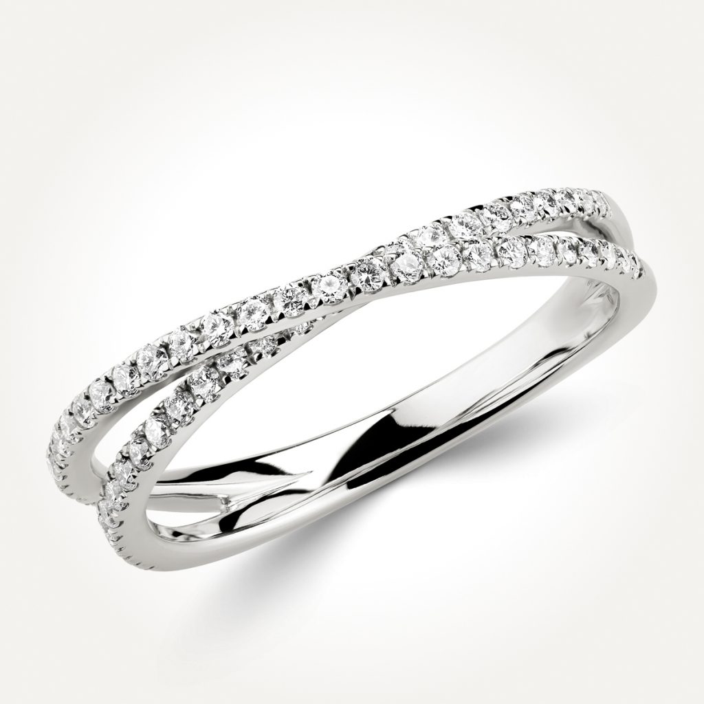 14KT White Gold Double Row Twist Ring