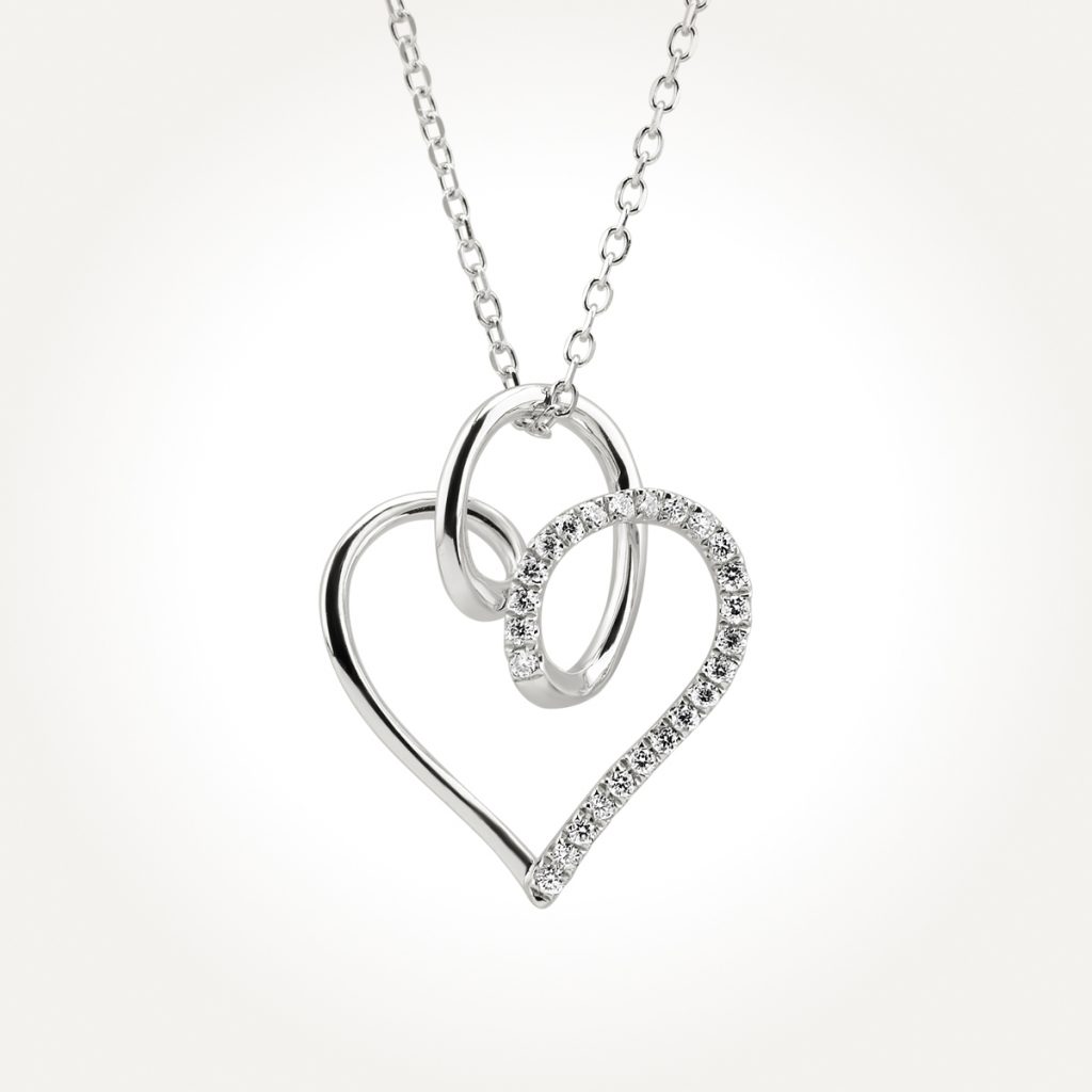 14KT White Gold Heart Necklace